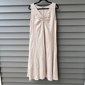Meo Meli Linen Maxi Dress One Size Sleeveless Lagenlook Boho Italy Beige